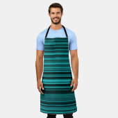 Teal Zwarte Strepen Schort (Gedragen)