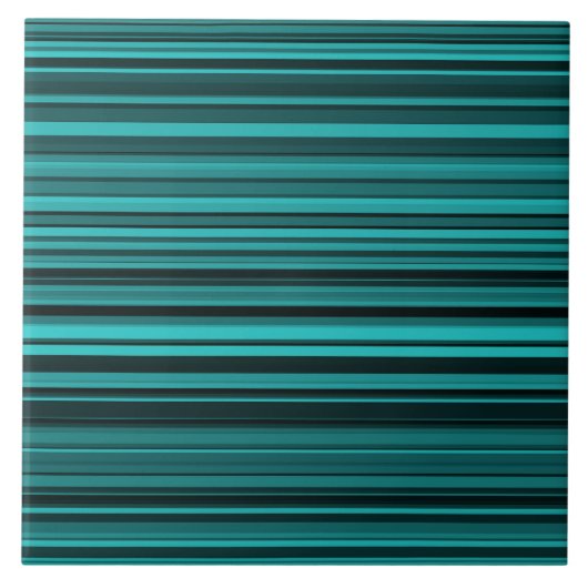 Teal Zwarte Strepen Tegeltje (Voorkant)