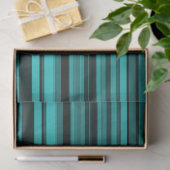 Teal Zwarte Strepen Tissuepapier (Geschenk)