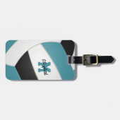 teal zwarte teamkleuren cadeaus kids volleyball bagagelabel (Voorkant horizontaal)