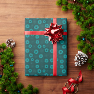 Tealblad Mandala Ontwerp op Donker Cyaan Cadeaupapier