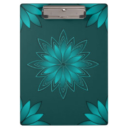 Tealblad Mandala Ontwerp op Donker Cyaan Klembord