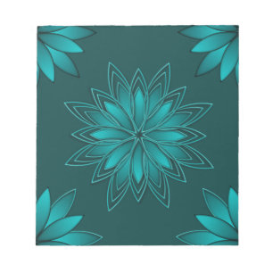 Tealblad Mandala Ontwerp op Donker Cyaan Notitieblok