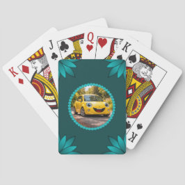 Tealblad Mandala-ontwerp op donker cyaan Pokerkaarten