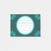 Tealblad Mandala-ontwerp op donker cyaan Post-it® Notes (Voorkant)