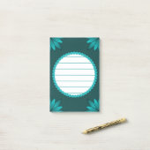 Tealblad Mandala Ontwerp op Donker Cyaan Post-it® Notes (Op bureau)