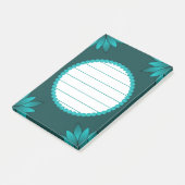 Tealblad Mandala Ontwerp op Donker Cyaan Post-it® Notes (Schuin)
