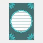 Tealblad Mandala Ontwerp op Donker Cyaan Post-it® Notes (Voorkant)