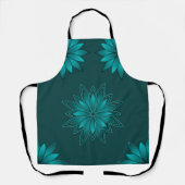 Tealblad Mandala Ontwerp op Donker Cyaan Schort (Voorkant)