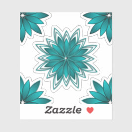 Tealbladge-mandaladesign op donker cyaan sticker