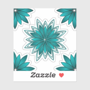 Tealbladge-mandaladesign op donker cyaan sticker