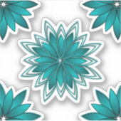 Tealbladge-mandaladesign op donker cyaan sticker (Voorkant)