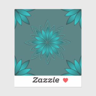 Tealbladge-mandaladesign op donker cyaan sticker