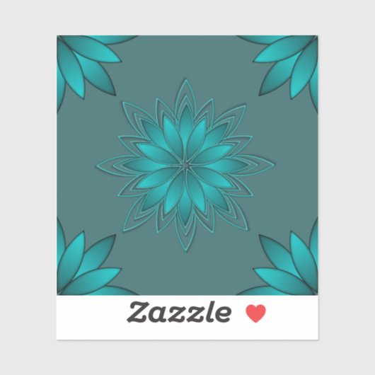 Tealbladge-mandaladesign op donker cyaan sticker (Vel)