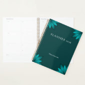 Tealbladvorm Mandala-ontwerp op donker cyaan Planner (Display)