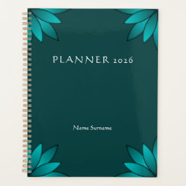 Tealbladvorm Mandala-ontwerp op donker cyaan Planner