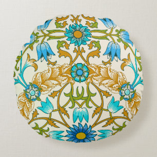 Tealblauw & Mosterd William Morris Wing Kunst Rond Kussen