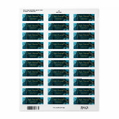 Tealblauwe en gouden agat marmeren verjaardagsfees etiket (Full Sheet)