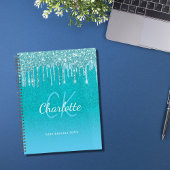 Tealblauwe glitters aquagroene naam planner
