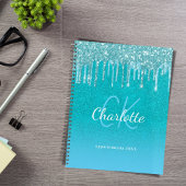 Tealblauwe glitters aquagroene naam planner