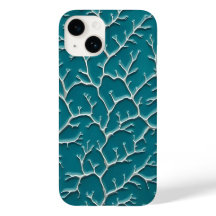 Tealblauwe iPhone-hoes met adertextuur