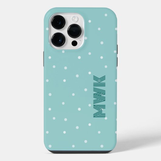 Tealblauwe monogram iPhone hoesje (Achterkant)