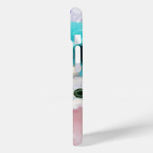 TEALBLAUWE ROZEN EN WITTE ANEMONEBLOEMEN MONOGRAM Case-Mate iPhone CASE (Achterkant / Links)