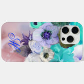 TEALBLAUWE ROZEN EN WITTE ANEMONEBLOEMEN MONOGRAM Case-Mate iPhone CASE (Achterkant (horizontaal))