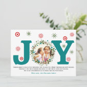 Tealblauwe Vreugde, kerst bloemenkrans foto Feestdagenkaart (Staand voorkant)