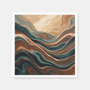 Tealbruine vloeibare golf abstract marmer servet