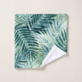 Tealgroene palmbladeren bad handdoek (Wasdoekje)