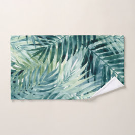 Tealgroene palmbladeren bad handdoek