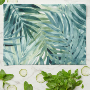 Tealgroene palmbladeren theedoek