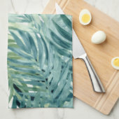 Tealgroene palmbladeren theedoek (Quarter Fold)