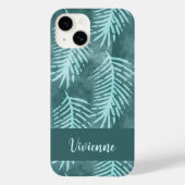 Tealgroene waterverf tropische bladnaam Case-Mate iPhone case (Achterkant)