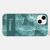 Tealgroene waterverf tropische bladnaam Case-Mate iPhone case (Achterkant (horizontaal))