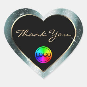 Tealish Metal Glitter Lijst Bedankt met Logo Hart Sticker