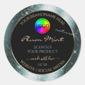 Tealish Metal Glitter Lijst Productlabel en Logo Ronde Sticker (Voorkant)