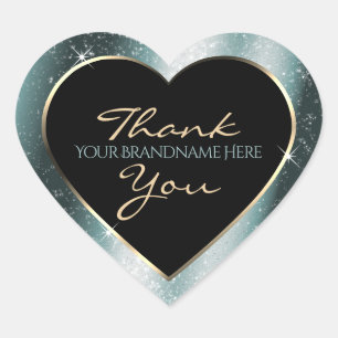 Tealish Metal Sparkle Glitter Lijst Bedankt Hart Sticker