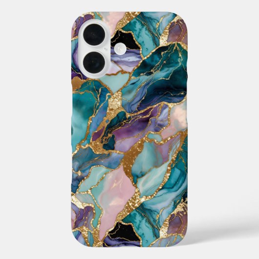 Tealmarmeren telefoonhoesje Goud Abstract Luxe Case-Mate iPhone Case (Achterkant)