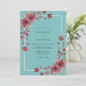 Tealroest Wilde Bloemen Bruiloft Kaart (Staand voorkant)