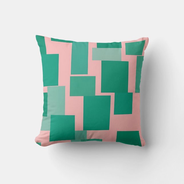 Tealroze kleurblokpatroon modern abstract  kussen (Voorkant)