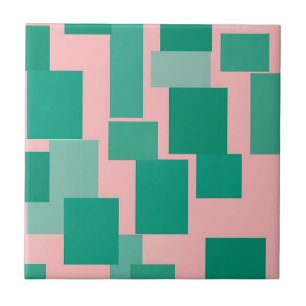 Tealroze kleurblokpatroon modern abstract tegeltje