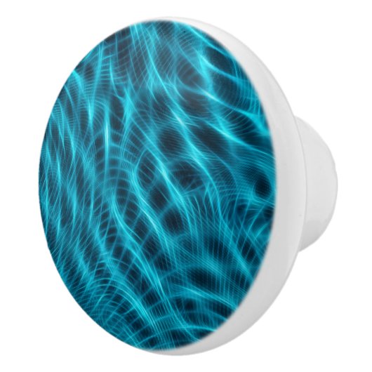 Teals & Blauw Abstract Fractal Art Keramische Knop (Rechts)