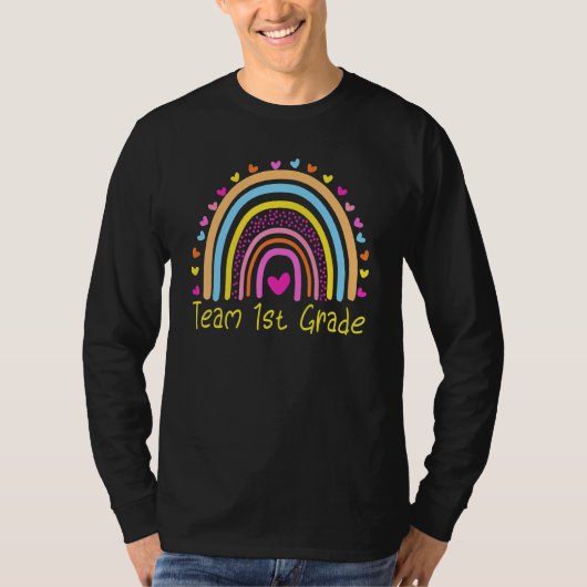 Team 1e klas leraar regenboog terug naar Schoo T-shirt (Voorkant)