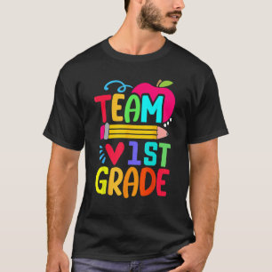 Team 1e klas potlood terug naar school leraar stud t-shirt