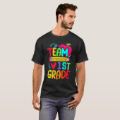 Team 1e klas potlood terug naar school leraar stud t-shirt (Voorkant volledig)