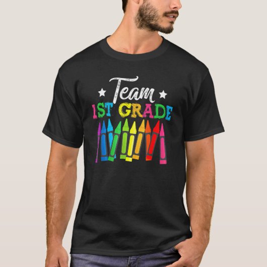 Team 1st-graad voorschoolse leraar student terug n t-shirt (Voorkant)