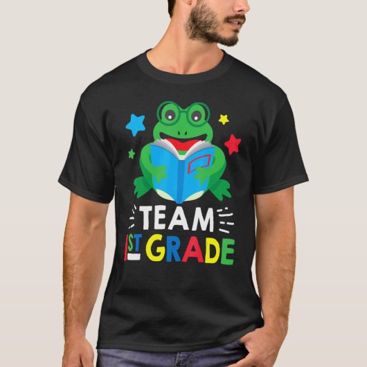 Team 1st Grade Reading Frog Back To School Book T-shirt (Voorkant)