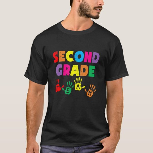 Team 2e graad Handprint terug naar schoolleraar B T-shirt (Voorkant)